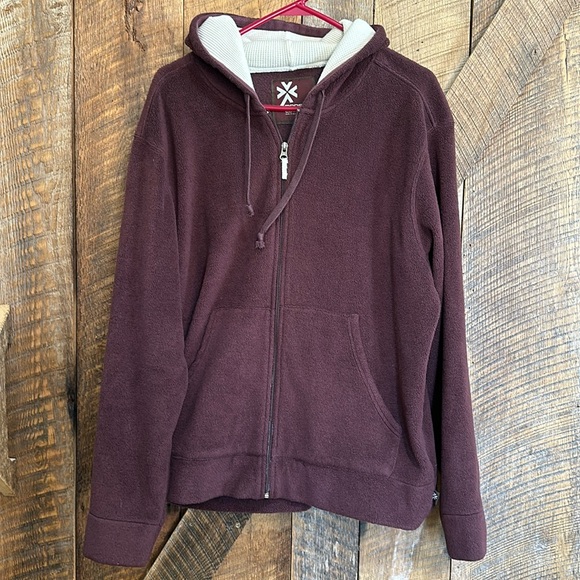 modern culture Tops - Modern Culture dark maroon fleece zip up hooded sweat jacket size Large
